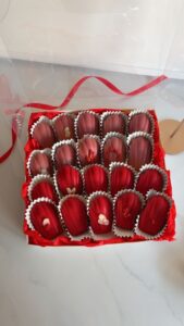 red and ruby chocolate covered madelines