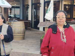 Nicole walking towards the sea